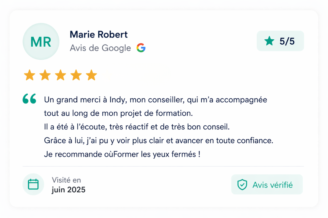 Avis client CPF oùFormer : accompagnement pour financer sa formation