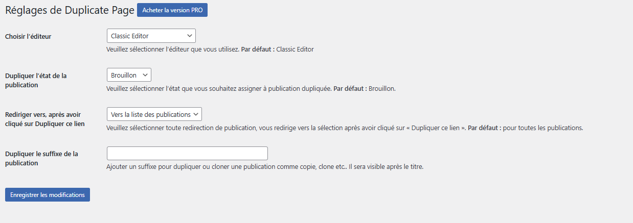 options duplicate page