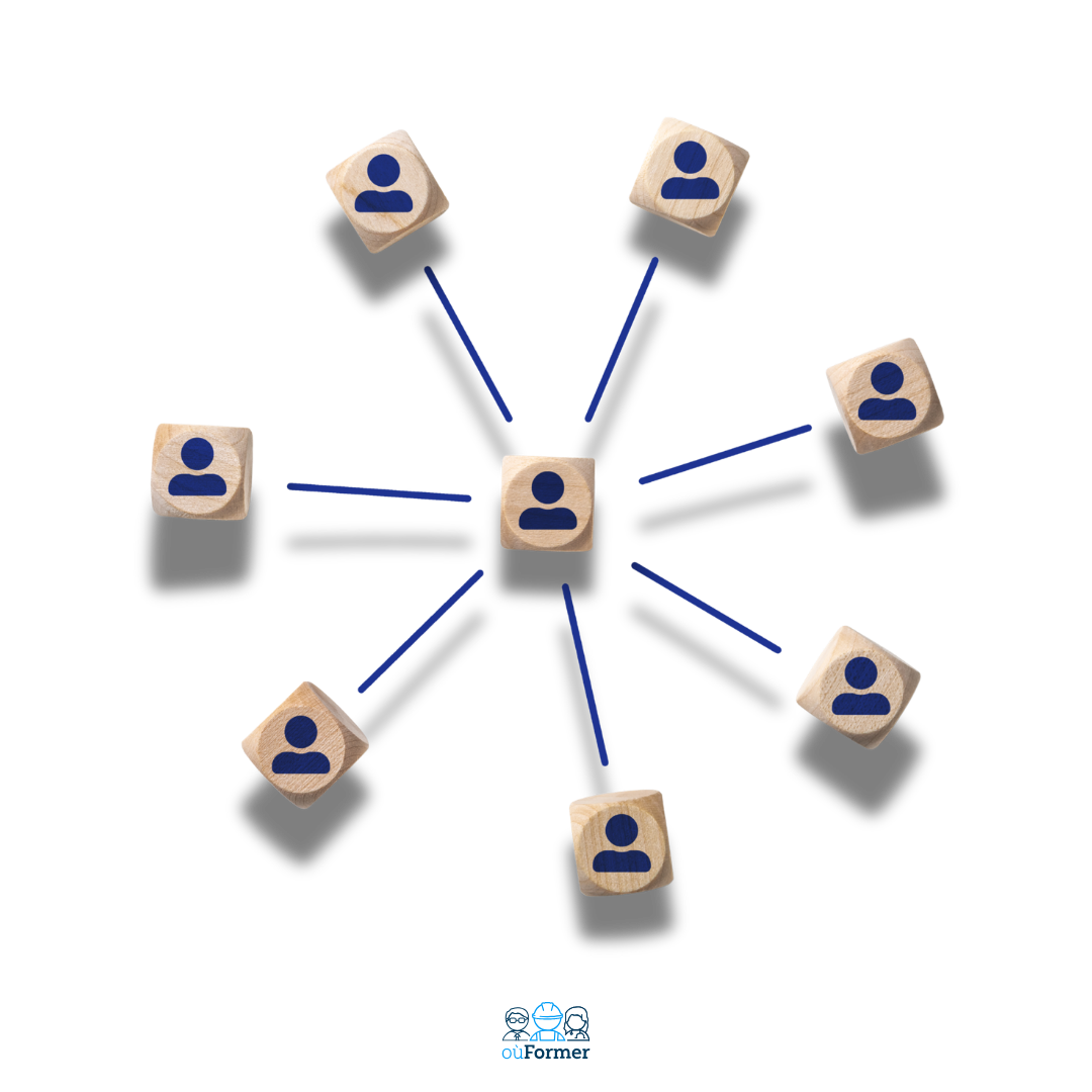 Intelligence relationnelle et interactions entre individus Réseau de personnes connectées illustrant la coopération et l’intelligence relationnelle